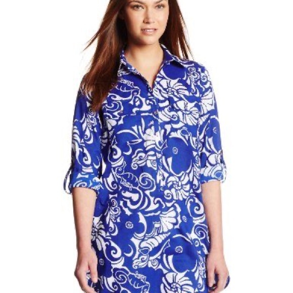 Lilly Pulitzer Captiva Tunic Cover-Up Spectrum Blue Tide Pools Small - Picture 9 of 9